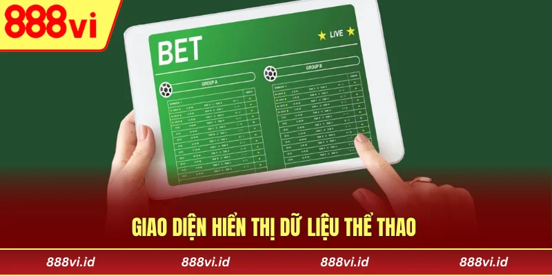 Giao diện hiển thị dữ liệu thể thao 